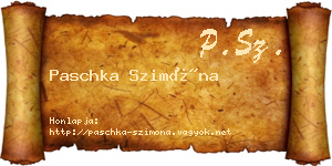 Paschka Szimóna névjegykártya